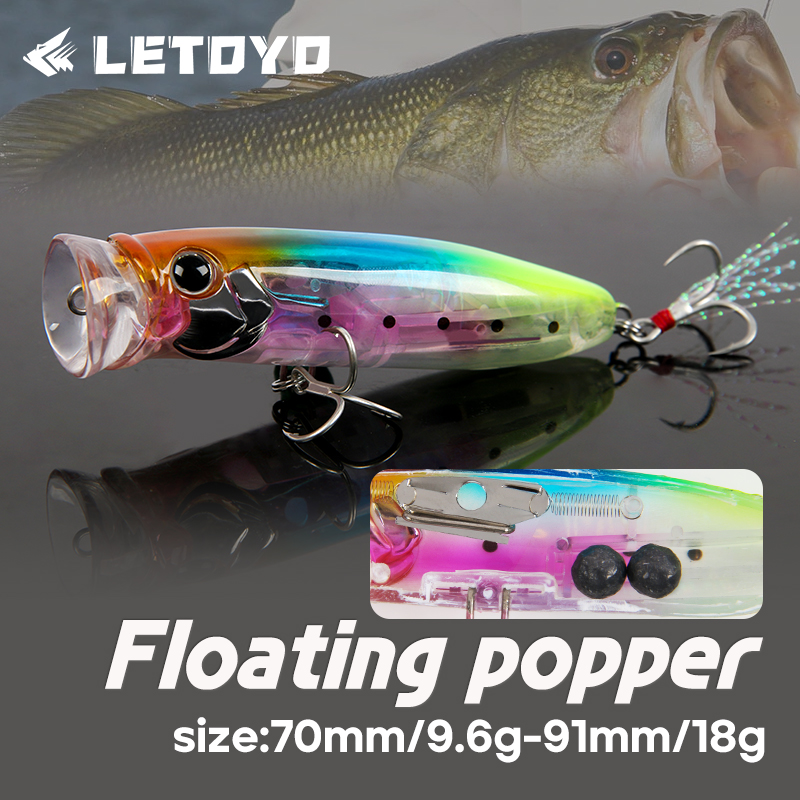 Fishing Lure Popper - LETOYO 9.6g/18g フローティングポッパー ルアー トップウォーター ハードベイト