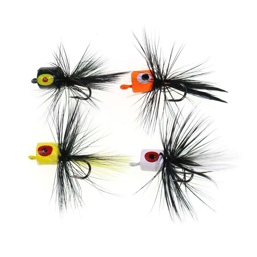 Fishing Lure Popper - 4個入りサイズ # 10個入りバス・パンフィッシュ・ポッパー・フライ・ソルトウォーターフライフィッシング・トラウト・ブリーム・パイク用フライ・フローティングフォームルアー・オレンジ・イエロー・ブラックバス用