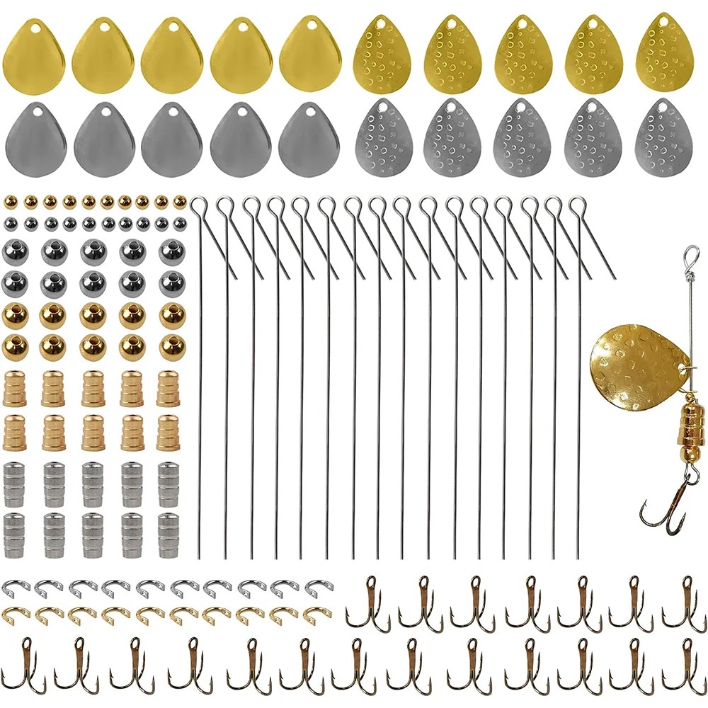 Fishing Lure Blade Bait - キット、釣りのルアー、スプーンの装備、ブレードクランク、トレブルフック、釣りビーズ、140個