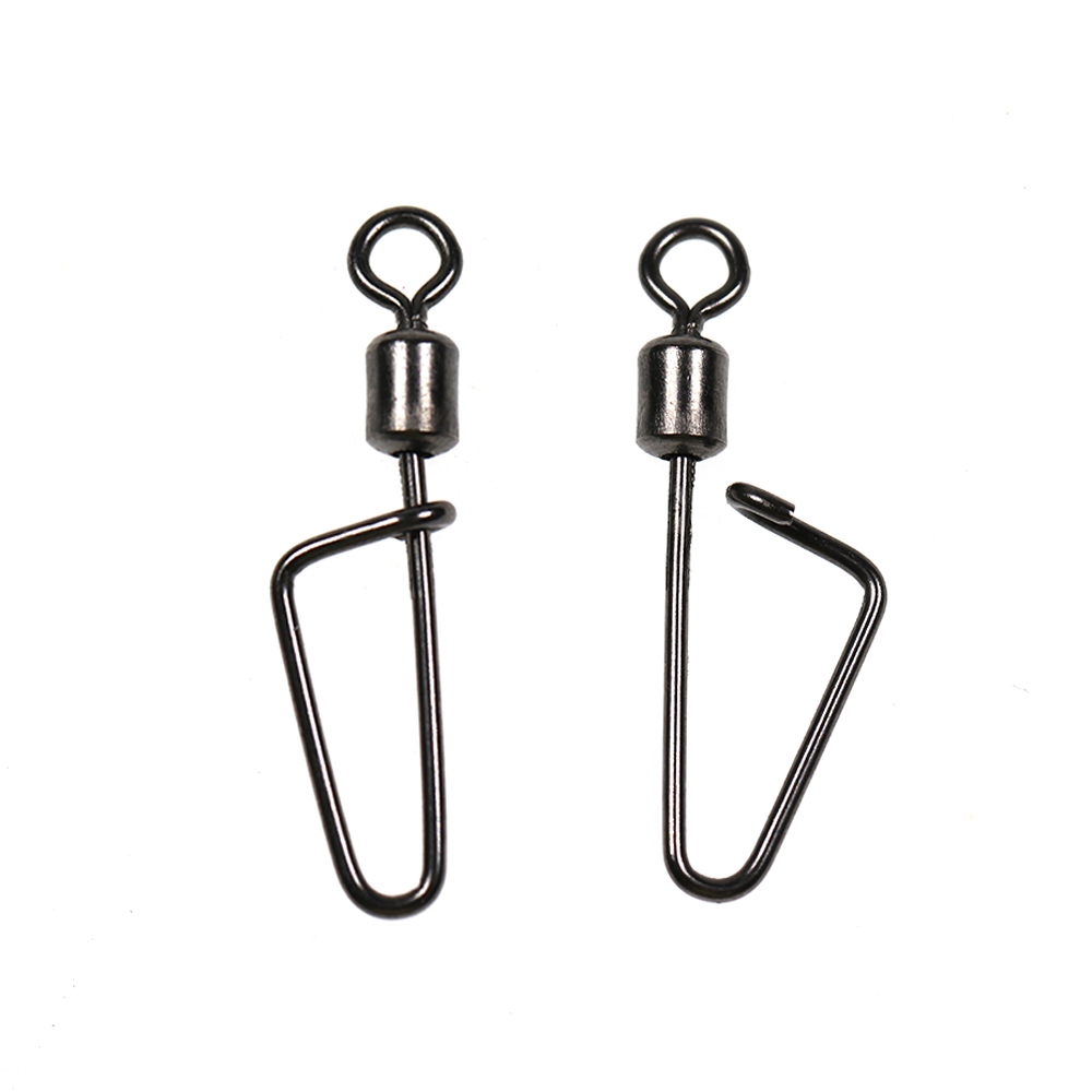 Fishing Lure Accessories - 20個 # 12 -1/0 ローリングスイベルスイングコーストロックスナップ釣りフックルアーラインコネクタ釣りリギングアクセサリーブラックニッケル