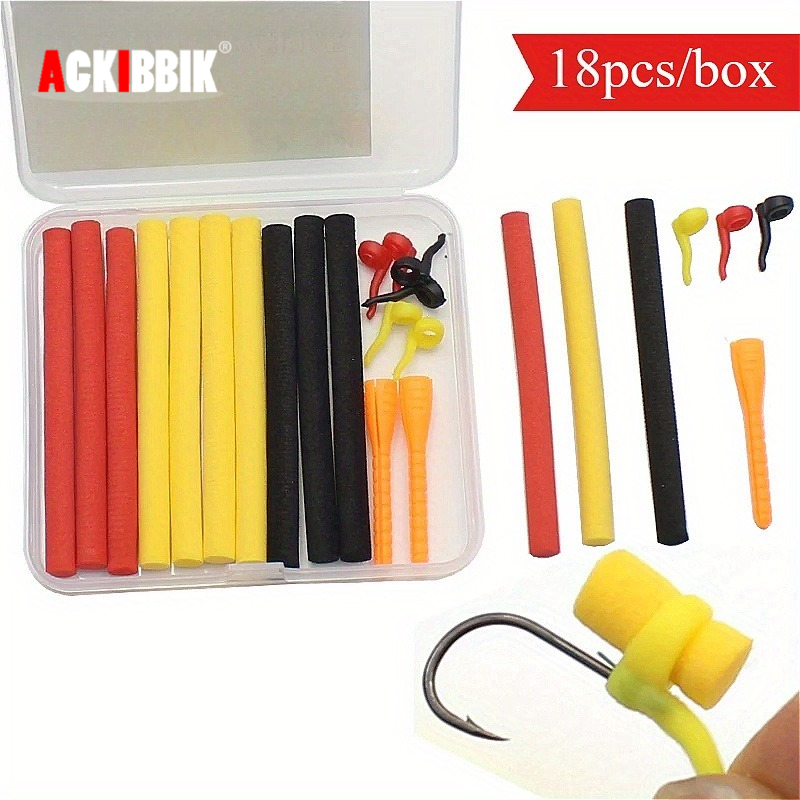Fishing Lure Box - 18個/箱 コイ釣りアクセサリー コイ釣り餌キット ポップアップジグリグ フォーム コイヘアリグ