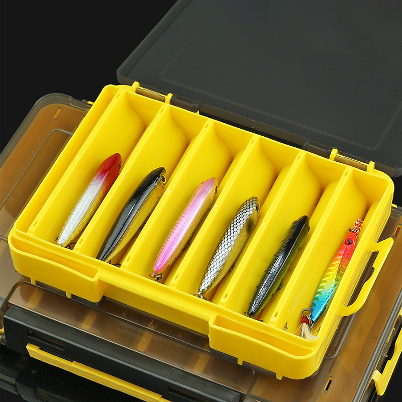 Fishing Lure Box - ❤️ 両面釣り用ルアーボックス、12コンパートメント釣り道具オーガナイザー、2つのバックル付き、プラスチック製透明収納ケース