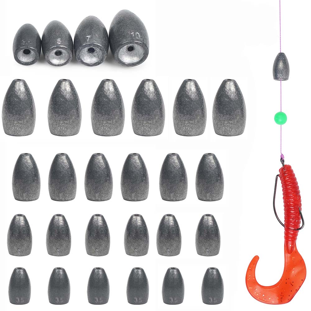 Fishing Lure Making Kit - 弾丸釣りシンカーウェイトキット、バスフィッシング用ワームワームウェイト、テキサスリグタックル