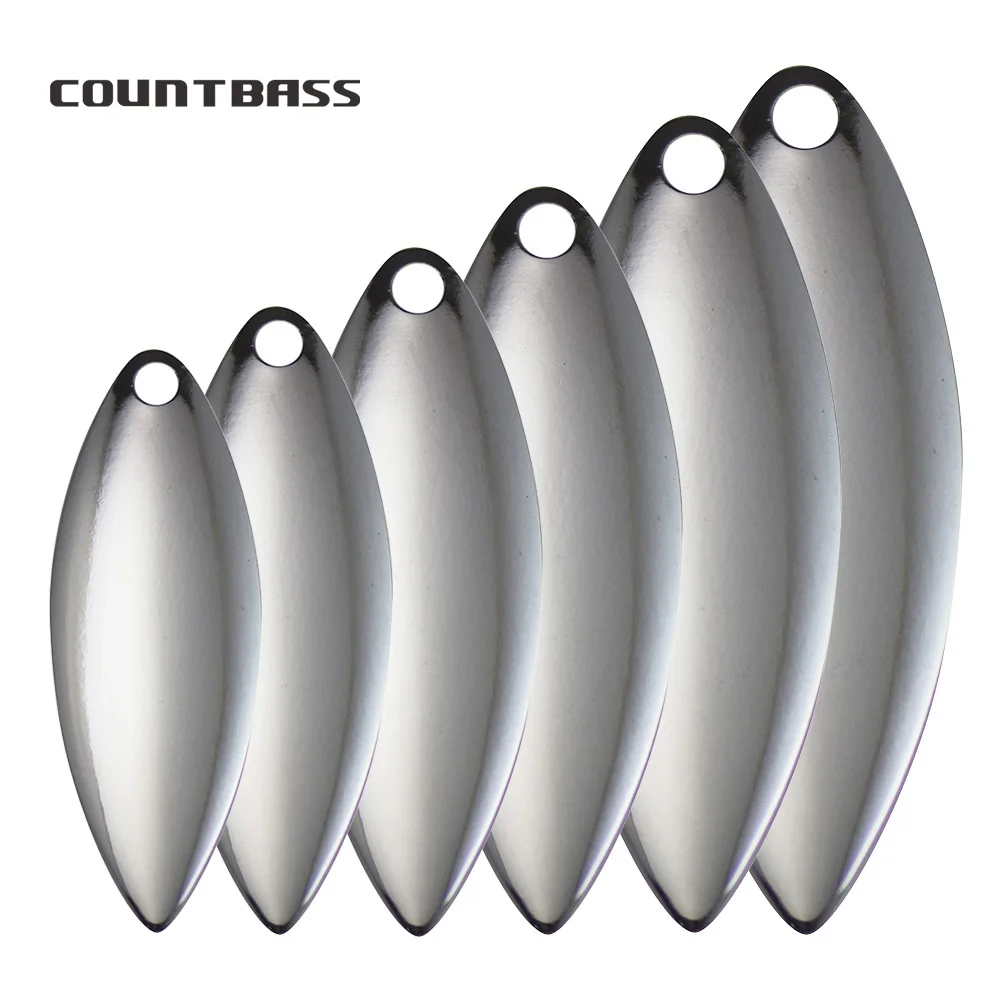 Fishing Lure Blade Bait - Countbass 50 個サイズ 1-6 ニッケル鋼ヤナギスピナーブレードスムーズ仕上げ、DIY スピナー餌釣りルアー、タックルクラフト
