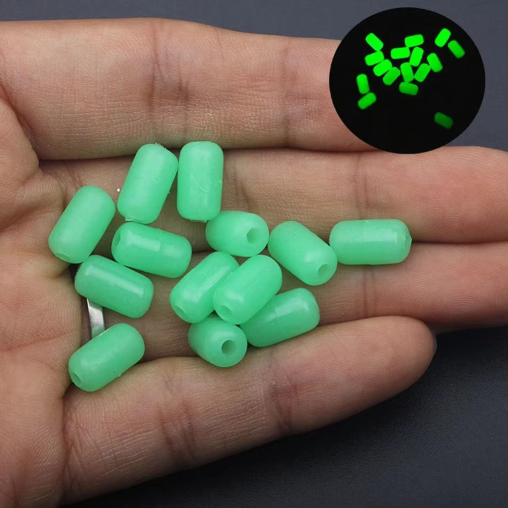 Fishing Lure Soft Plastic - 100 ピース/バッグ発光釣りソフトフロートビーズ硬質ゴム暗闇で光る楕円形釣りルアービーズストッパー光るボール