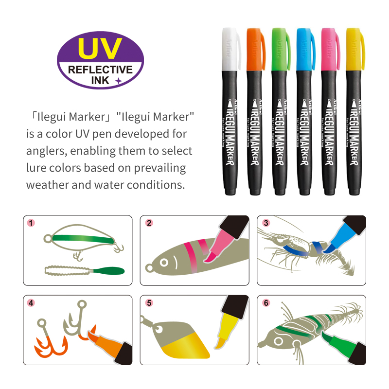 新しい釣り道具 UV蛍光塗料ペン ソフトハードルアー用 イカ - Fishing Lure Soft Plastic のレビューと価格