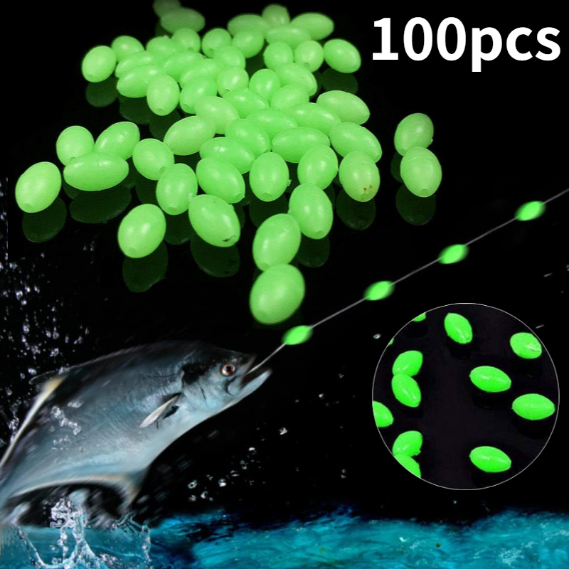 100 ピース/ロットオーバルナイト発光釣りビーズ光る海釣り - Fishing Lure Accessories のレビューと価格