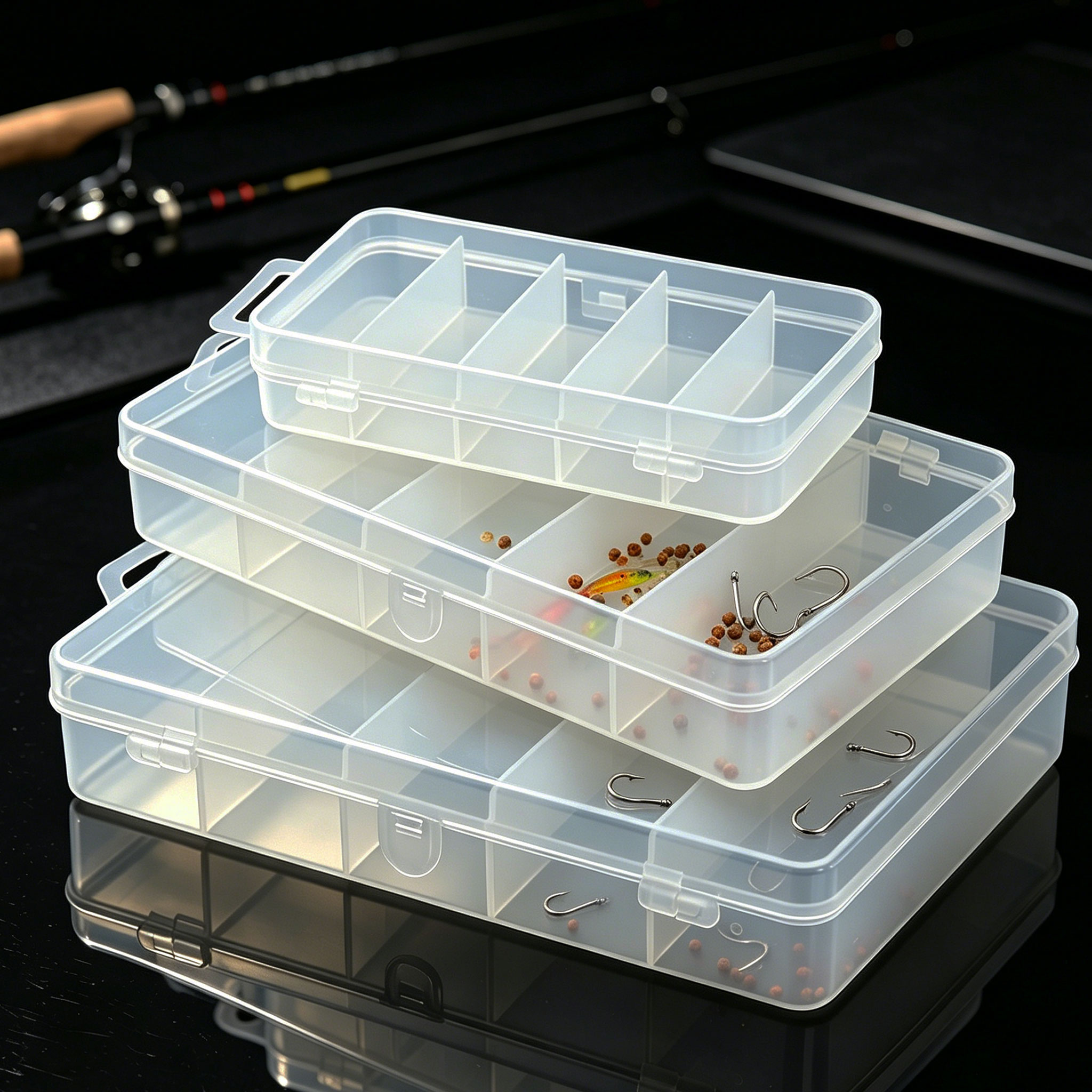 1/3個入り 3サイズのプラスチック製釣り餌、釣り道具箱、透 - Fishing Lure Box のレビューと価格