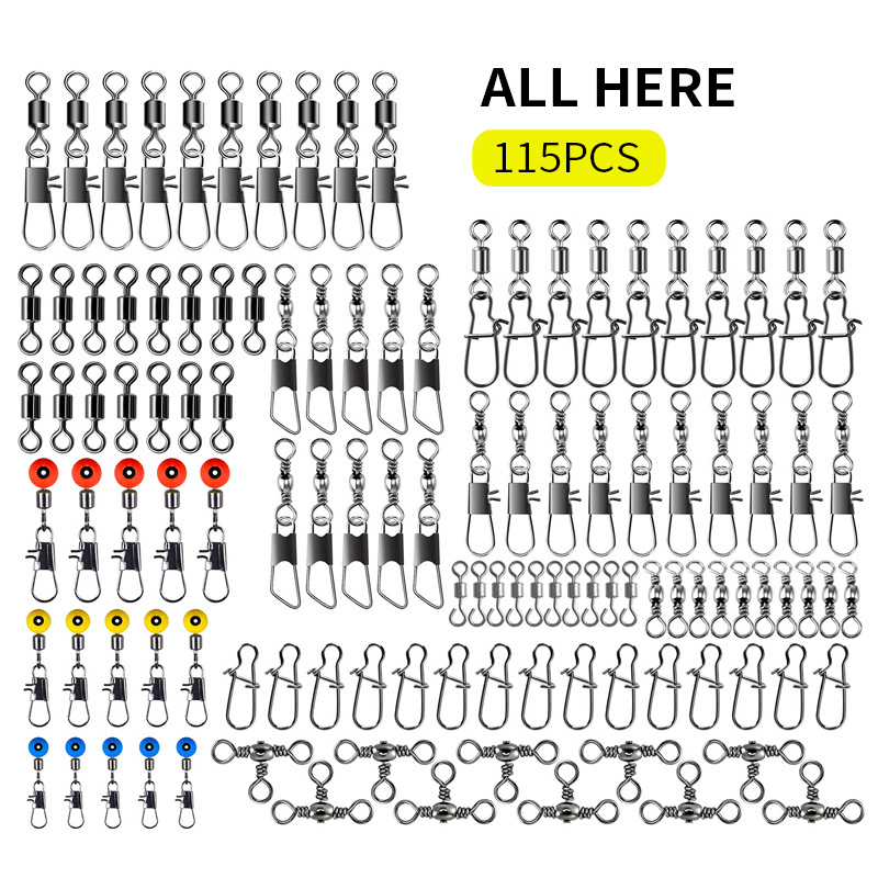 115個の釣り用スイベルコネクターキット（ボックス付き）-  - Fishing Lure Kit のレビューと価格