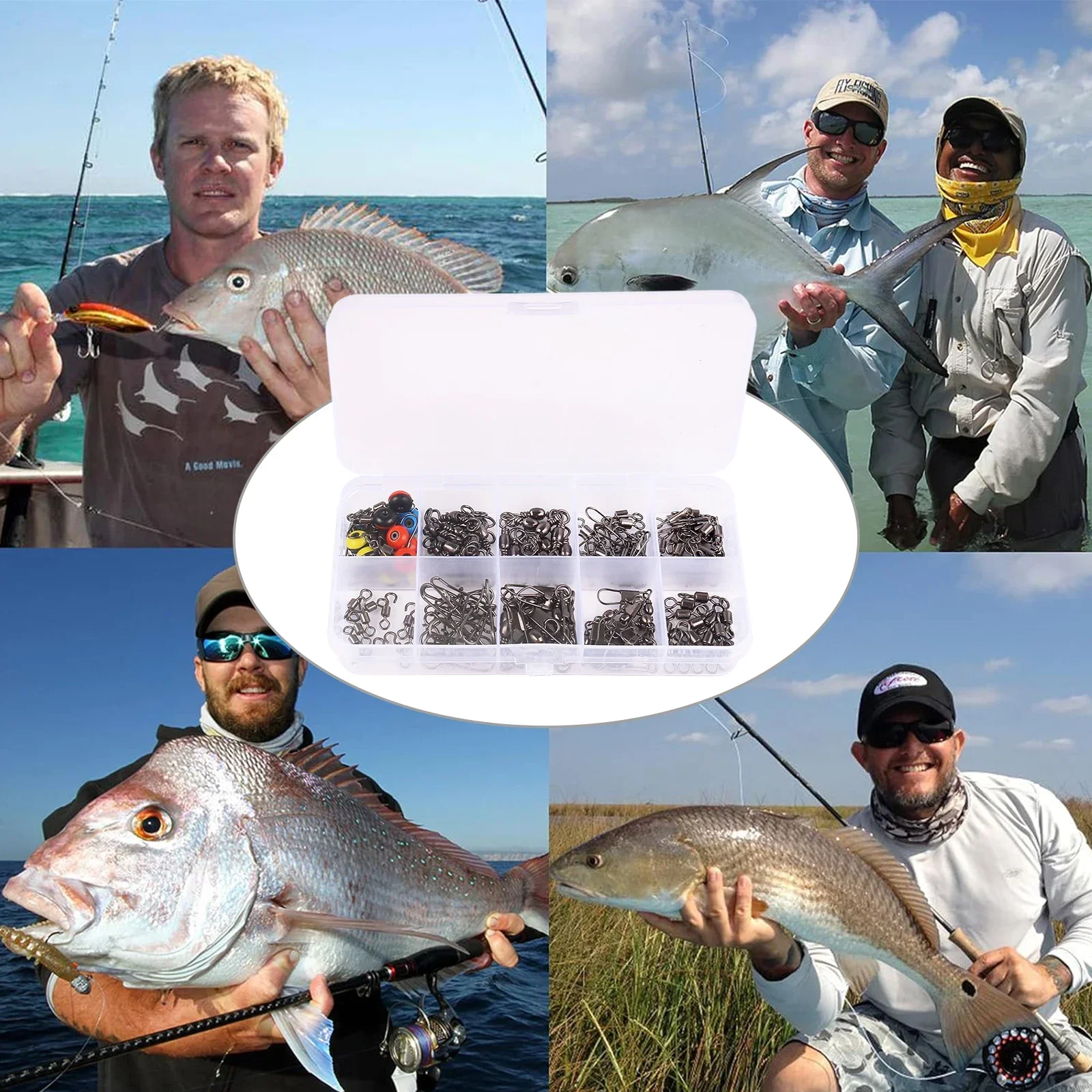 115個の釣り用スイベルコネクターキット（ボックス付き）-  - Fishing Lure Kit のレビューと価格