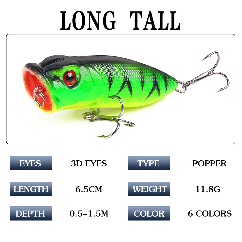 6個6色（OPP袋）/5個5色（箱入り）6.5cm/10gル - Fishing Lure Popper のレビューと価格
