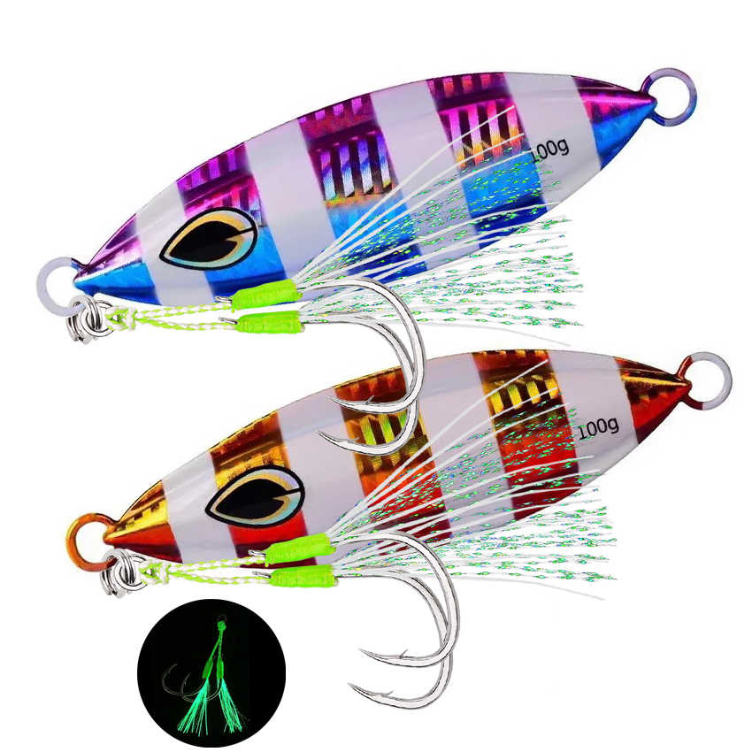 1個 高品質メタル夜光スロージグ釣りルアー 40g 60g- - Fishing Lure Spoon のレビューと価格